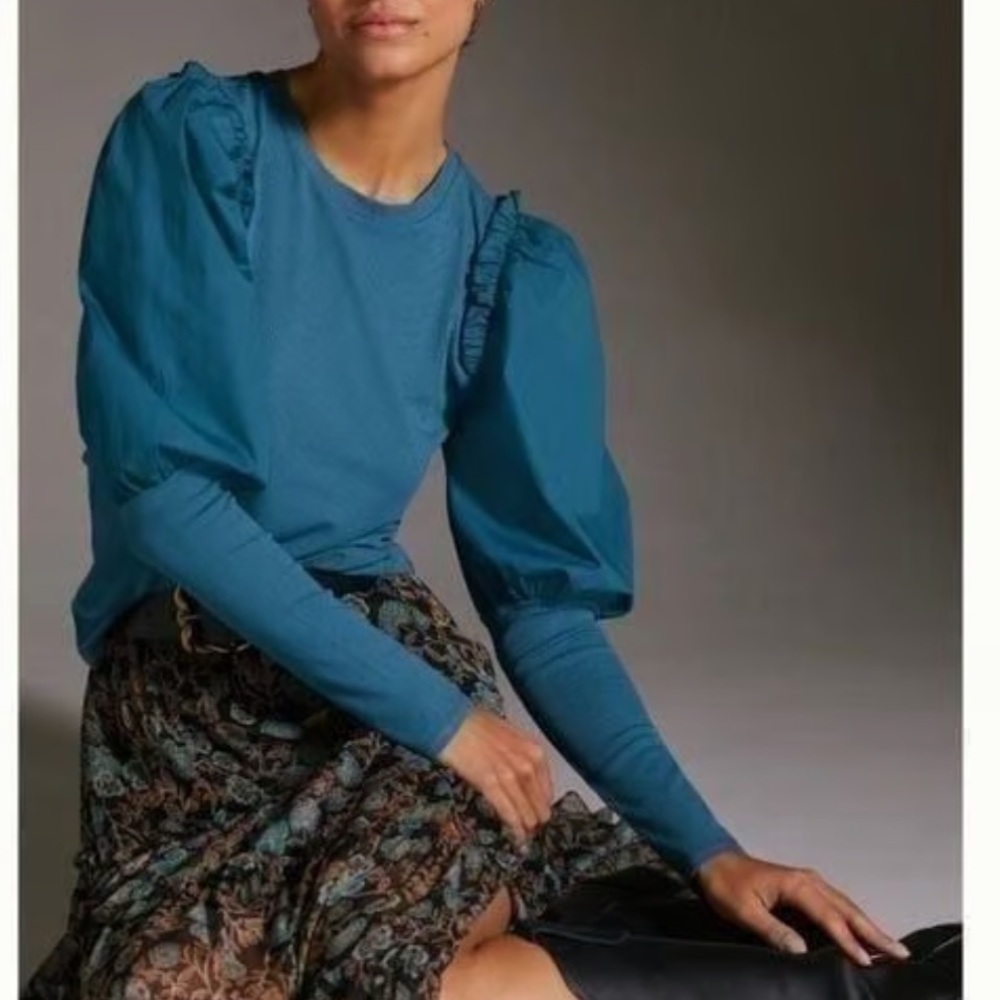 ANTHROPOLOGIE SUNDAY IN BROOKLYN Teal Top XS